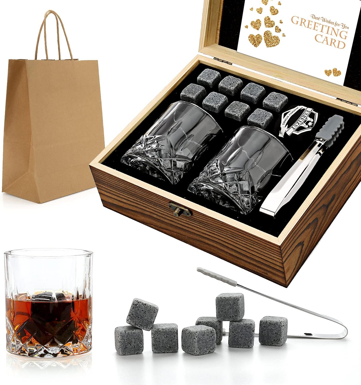 Luxury Glass Set with Granite Chilling Stones